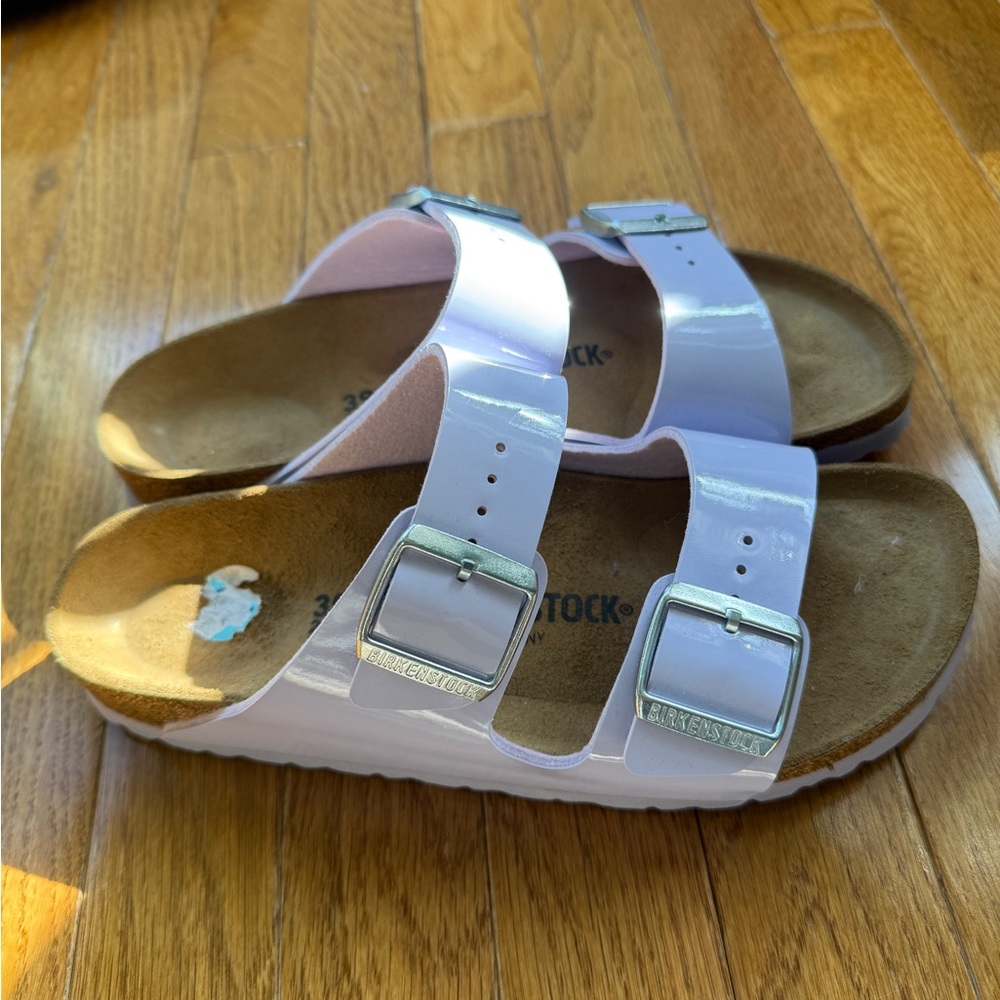 Birkenstock Arizona Patent Narrow Purple Fog Sandals Women's Size 8-8 1/2 (39)